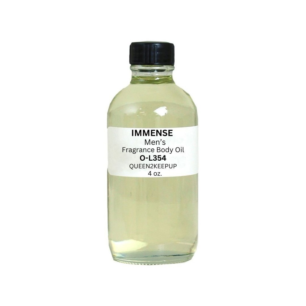 Immense Men's Body Oil Fresh Citrus, Ginger, Aquatic Herbal and Amber Scent 4 oz